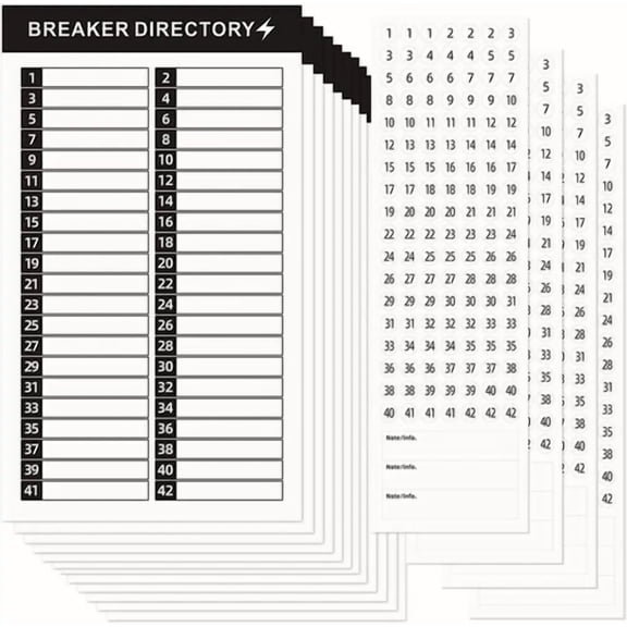 CIRCLE- 16 Sheets Breaker Panel Labels Electrical Box Sticker Numbers Breaker