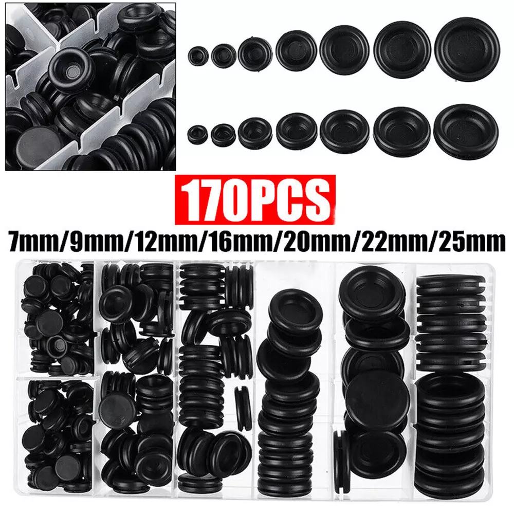 CIRCLE- 170 Rubber Grommet Firewall Hole Plug Electrical Wiring Gasket Assortment Kit
