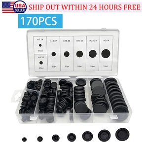 CIRCLE- 170Pc Rubber Grommet Firewall Hole Plug Electrical Wiring Gasket Assortment Kit