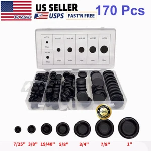 CIRCLE- 170Pcs Rubber Grommet Firewall Hole Plug Electrical Wiring Gasket Assortment Kit