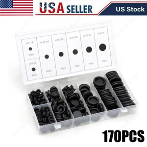 CIRCLE- 170Pcs Rubber Grommet Firewall Hole Plug Electrical Wiring Gasket Assortment Kit
