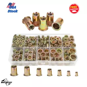 CIRCLE- 175Pcs Zinc-Plated Rivet Nut Kit – M3-M10 Assorted Sizes, Flat Heads