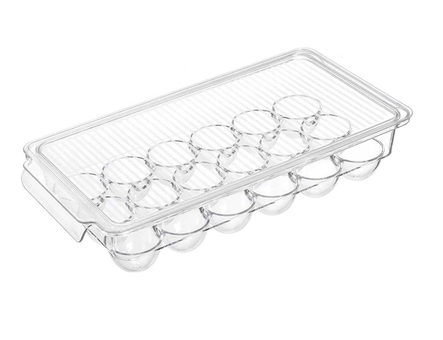 CIRCLE- 18 Eggs Trays Holder Storage For Refrigerator With Lid Container Organizer Bins