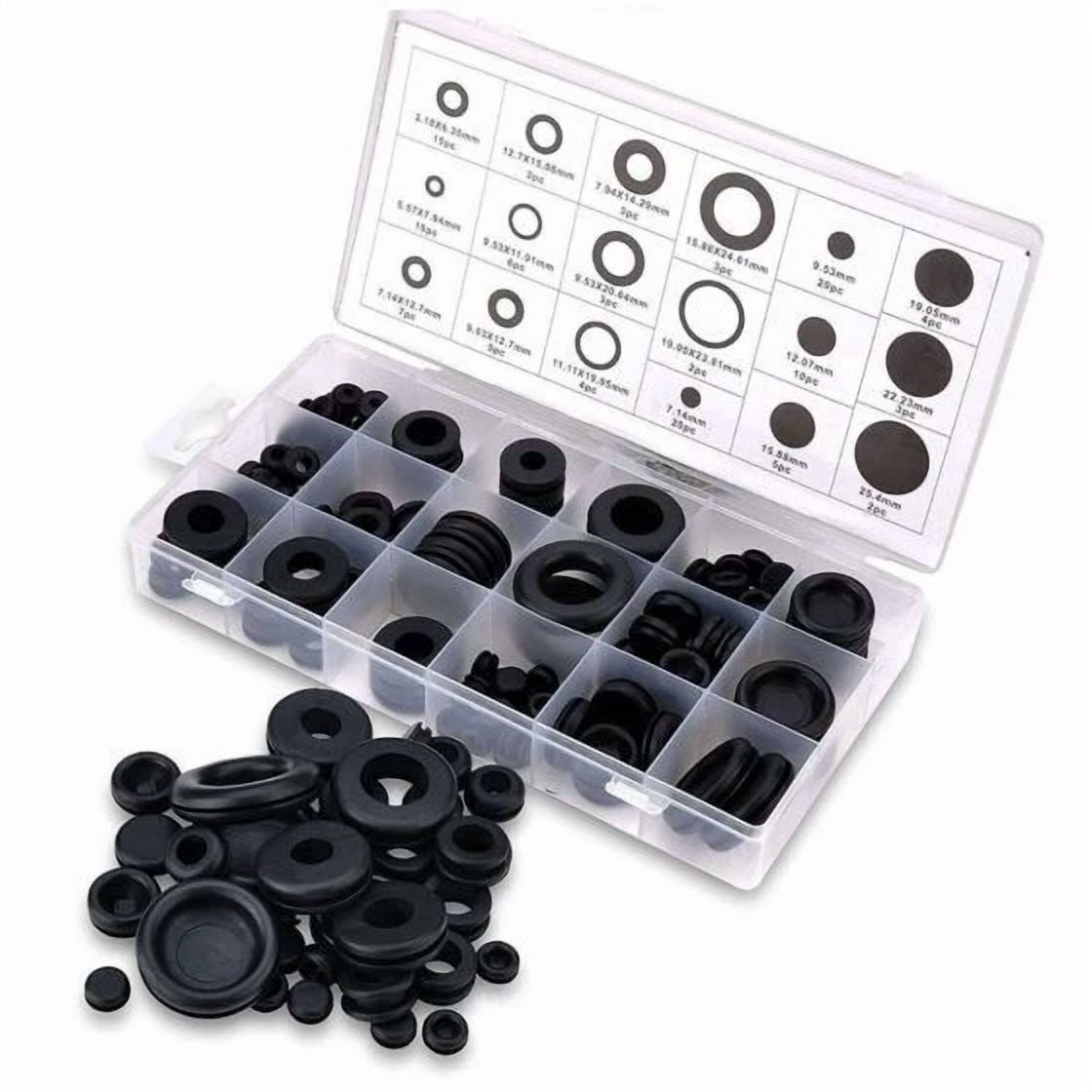 CIRCLE- 180 Pcs Rubber Grommet Assortment Kit Set Electrical Wire Cable Gasket Ring Us