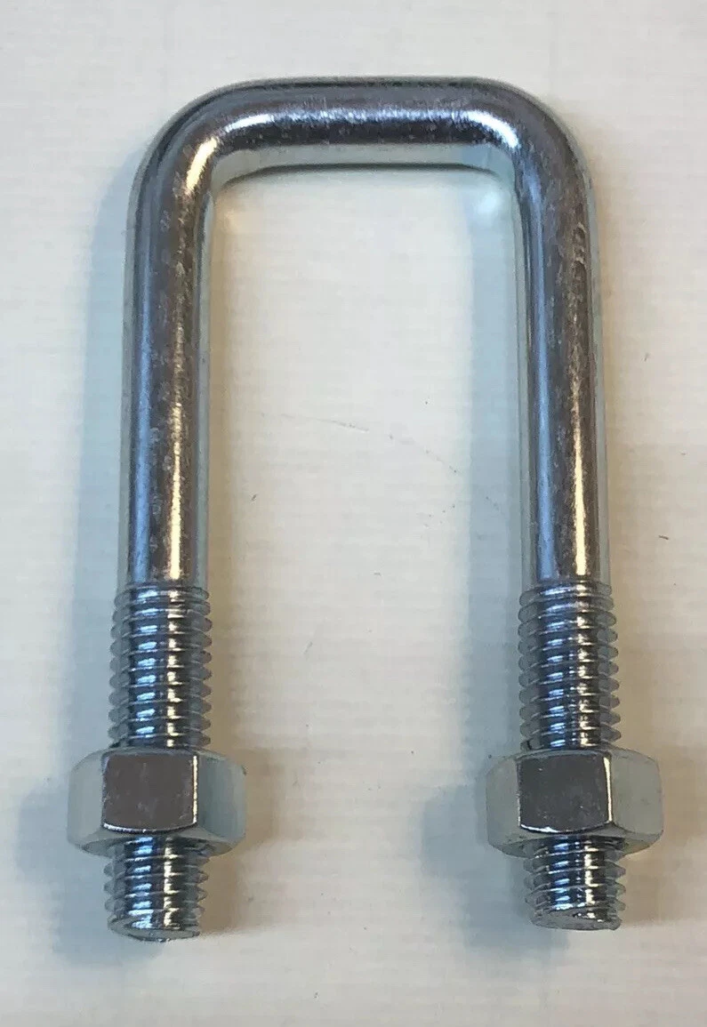 CIRCLE- (2) 1” Square Bent Steel U-Bolt 1-1/8 X 3”, 3/8-16 Fits Over 1” Tube W/Hex Nuts