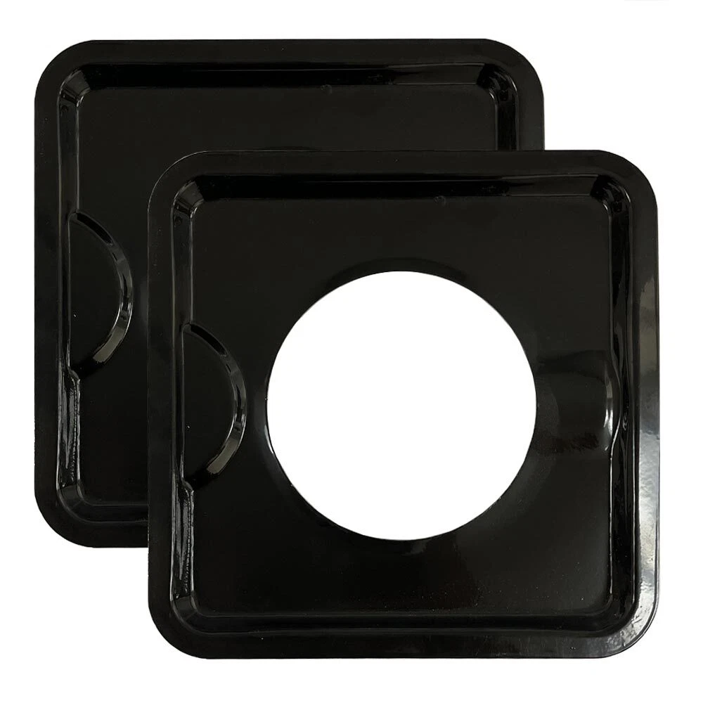 CIRCLE- 2 Black Drip Pan Reusable Square 7.5 Gas Range Burner Bib Liners Covers Kitchen