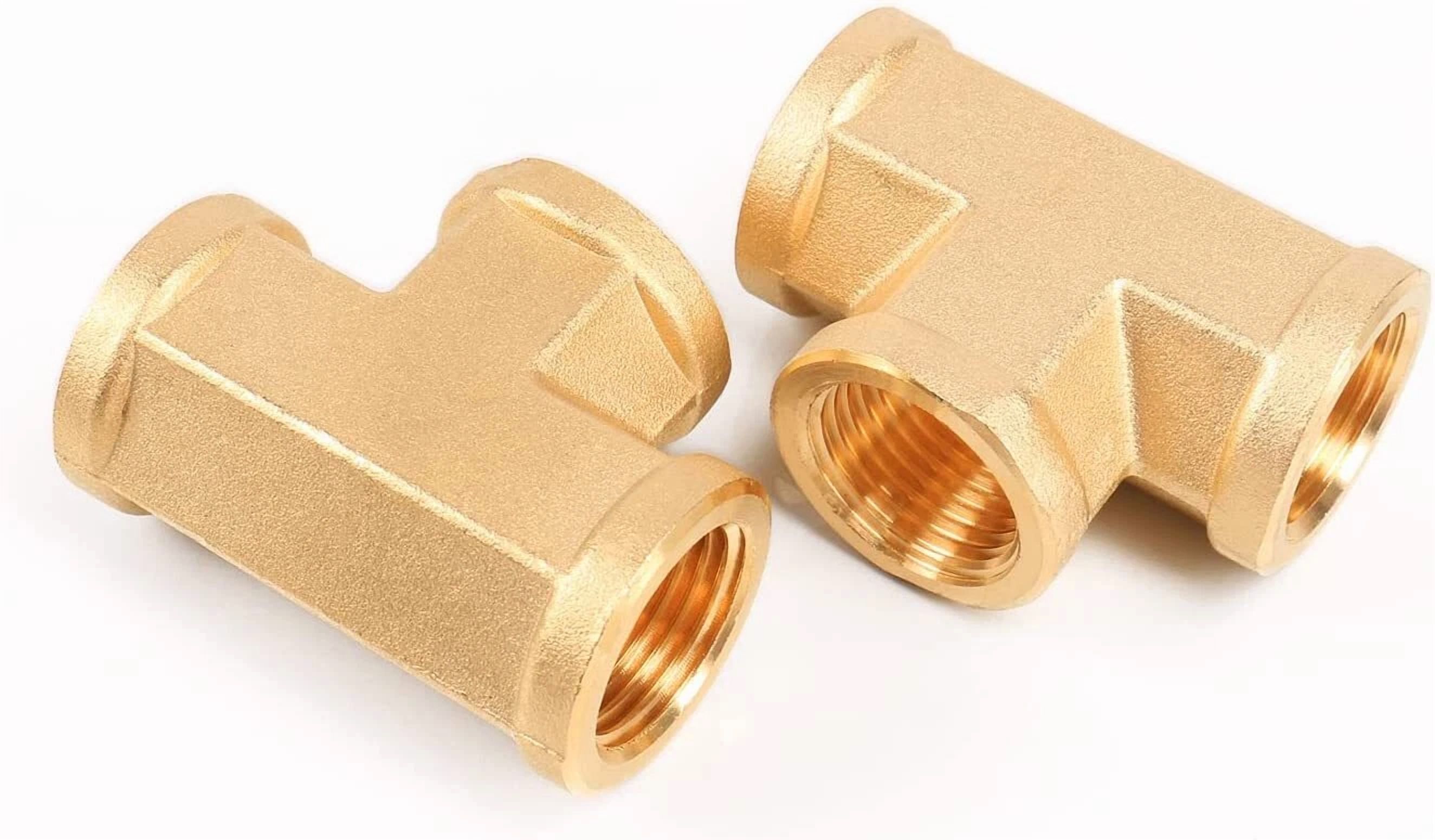 CIRCLE- 2 Pcs 3/8 Npt Female Pipe Tee Brass Fitting Equal Fuel Air ...
