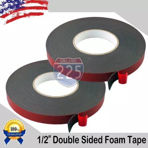 CIRCLE- 2 Rolls 1/2" Wide Double Sided Acrylic Foam High Strength Adhesive Tape 60 Foot
