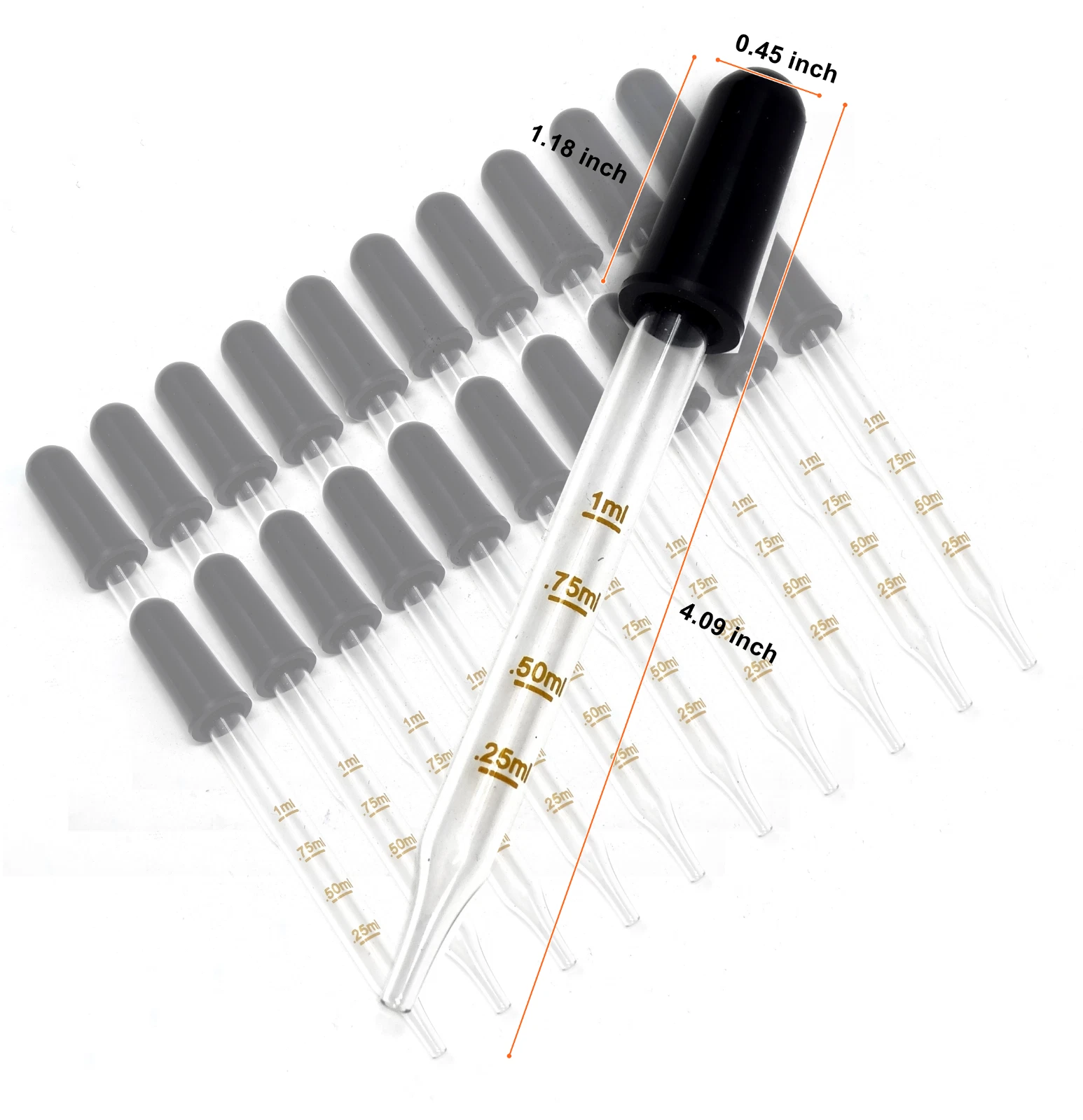 CIRCLE- 20 Glass Dropper Medicine 4 Straight 1Ml Essential Oils Eye Graduated Pipette