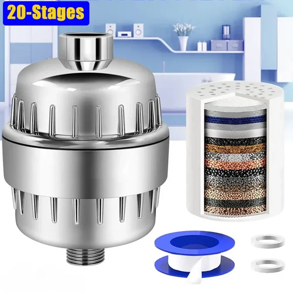 CIRCLE- 20 Stage Shower Head Filter Purifier With Filter For Hard Water Softener
