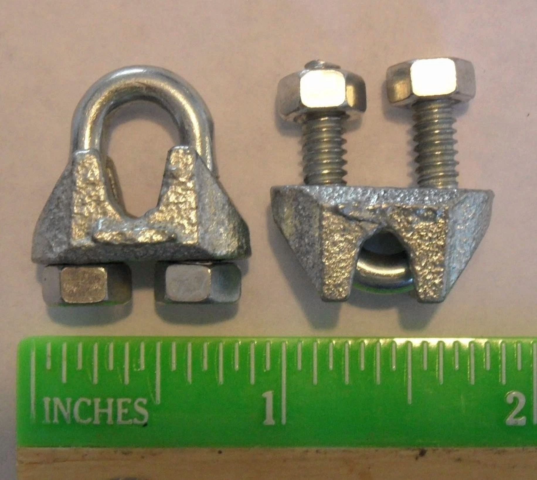 CIRCLE- 25 Pack 1/8 Galvanized Steel Cable Clamps U-Bolts Wire Clips