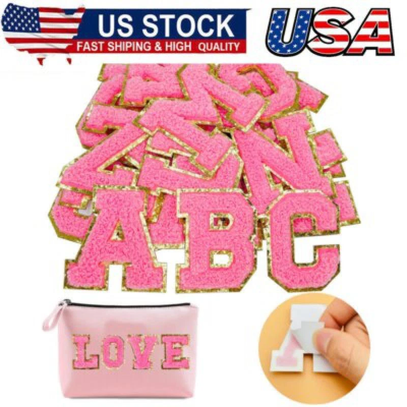 CIRCLE- 26Pcs Chenille Letter Patches Self Adhesive Letters,Iron On Letters For Clothing