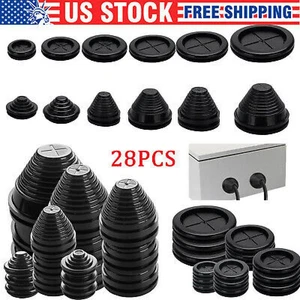CIRCLE- 28Pcs Rubber Grommet Firewall Hole Plug Electrical Wiring Gasket Assortment Kit