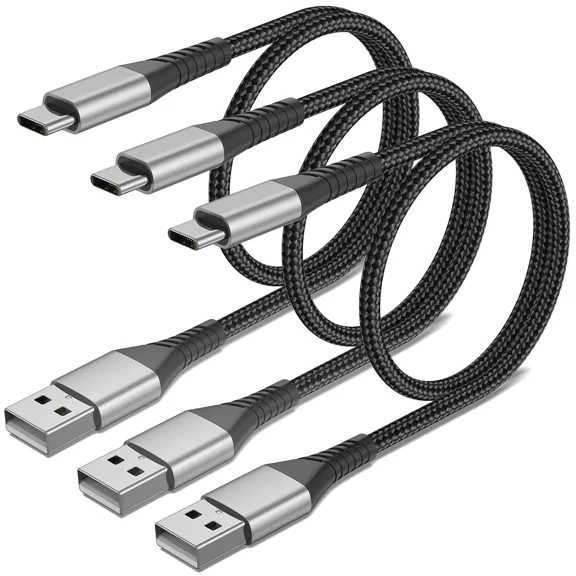 CIRCLE- 2Ft Usb To C Cable, 3 Pack Short C Fast Charger Braided 2 Ft...