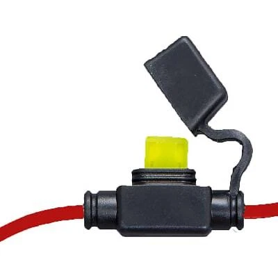 CIRCLE- 2Pc Optifuse Lpm-01B-18R In-Line Fuse Holder For Mini Blade Fuse, 18 Awg, 10A