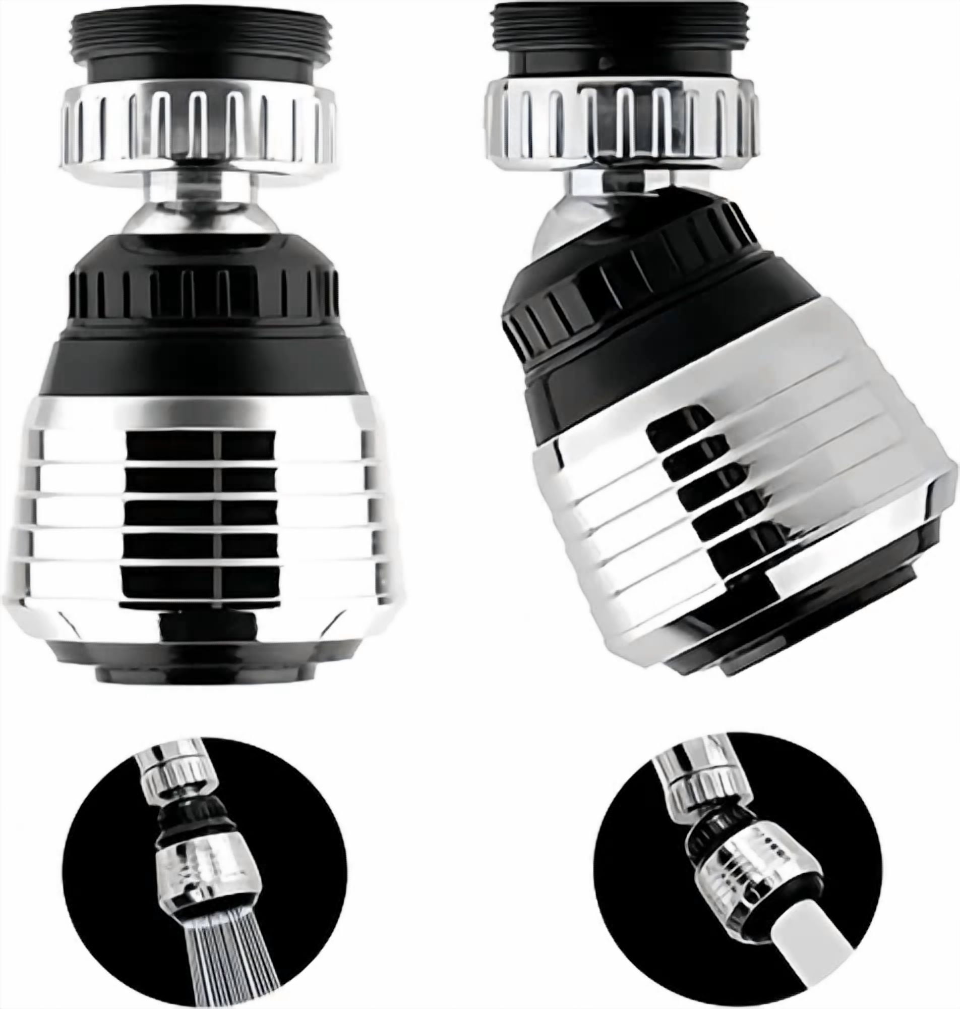 CIRCLE- 2Pcs 360 Degree Swivel Faucet Aerator Deluxe Water Saving Faucet Sprayer Water