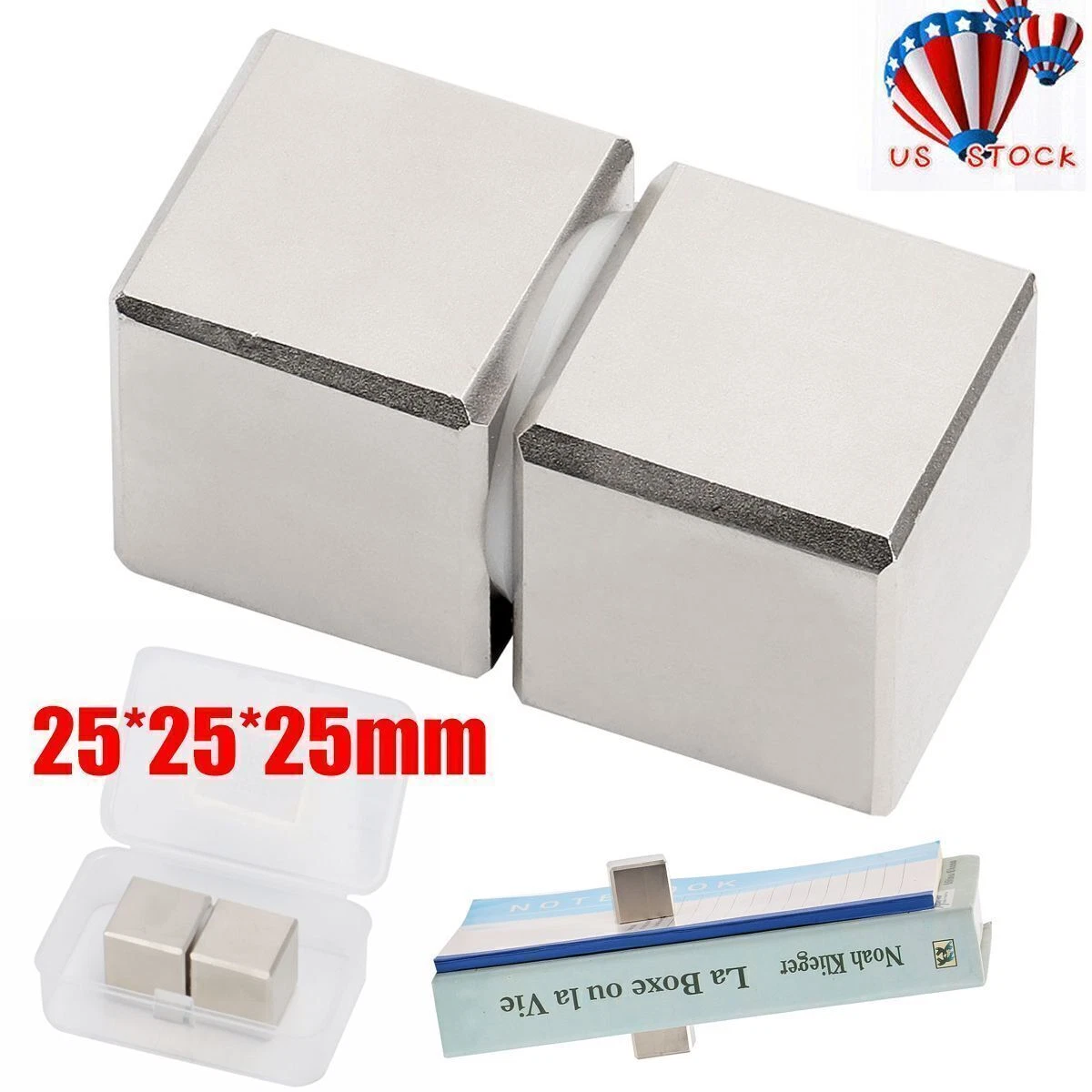 CIRCLE- 2Pcs Block Magnets Super Strong N45 Neodymium Large Magnet 1X1X1 Rare Earth
