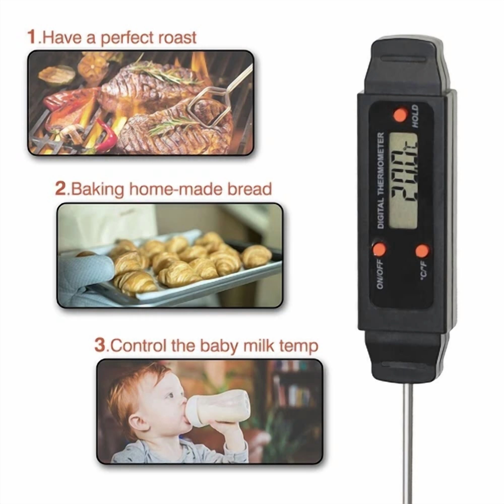 CIRCLE- 2X L&E Digital Instant Read Meat Thermometer - Oven Safe. Grill, Thanksgiving.