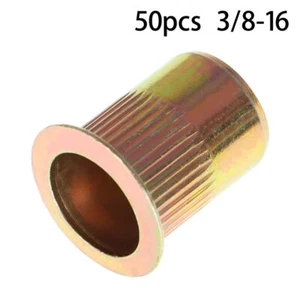 CIRCLE- 3/8-16 Carbon Steel Rivet Nut Flat Head Threaded Insert 50Pcs