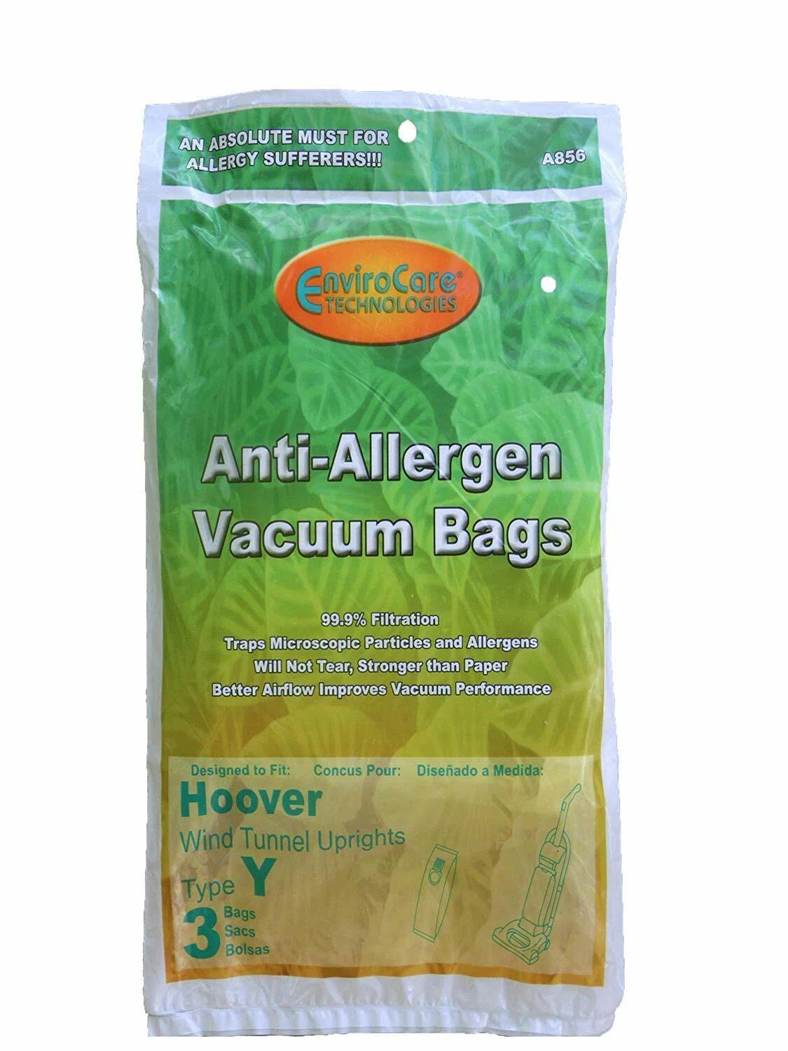 CIRCLE- 3 Fits For Hoover Hepa Allergy Type Y Bags, Windtunnel Cleaners, 43655109,