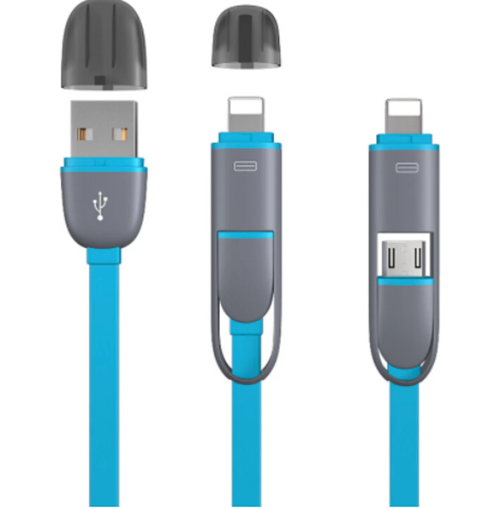 CIRCLE- 3 Lot Pack Of 2 In 1 Exchangeable Head Cable For Phone & Android/ Micro Usb