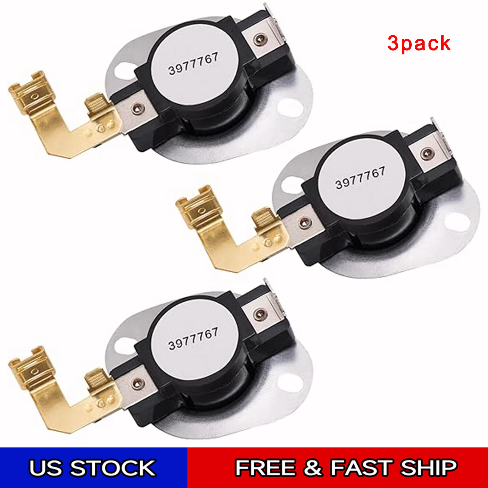 CIRCLE- 3 Pack 3977767 Dryer High Limit Thermostat For Wp3977767 Ap6009043 Ps11742185