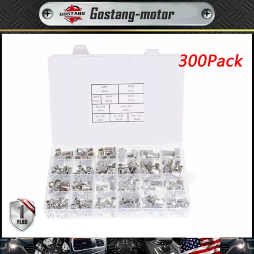CIRCLE- 300 Pack Aluminum Rivet Nut Rivnut Nutsert Kit Case 150Pcs Metric And 150Pcs Sae
