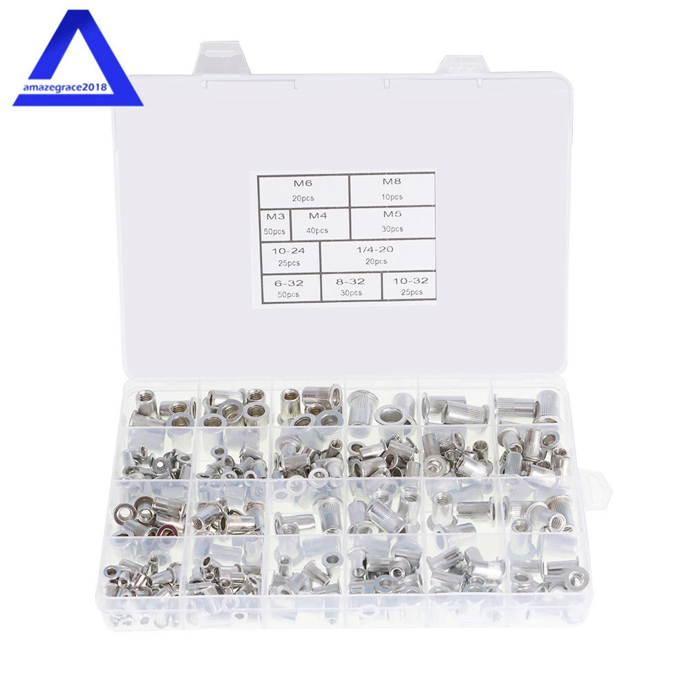 CIRCLE- 300 Pcs Aluminum Rivet Nut Rivnut Nutsert Kit 150Pcs Metric + 150Pcs Sae