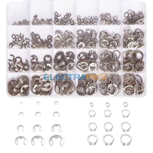 CIRCLE- 327Pcs Stainless Steel E-Clip C-Clips Circlip Kits Retaining Ring Assortment Set