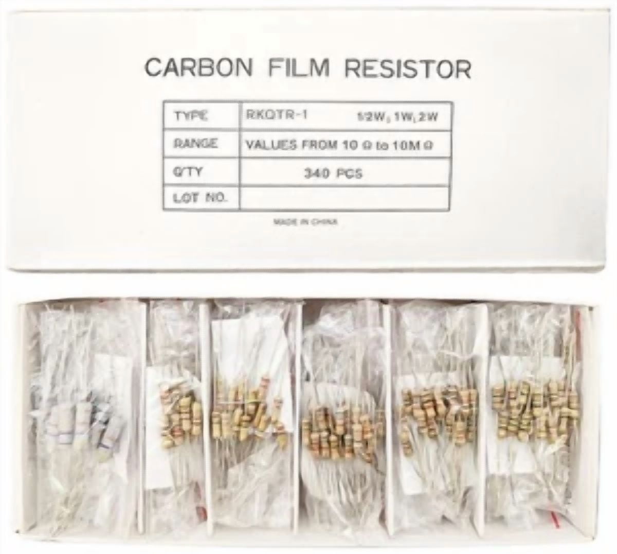 CIRCLE- 340 Piece Resistor Kit - Includes Assortment Of ½ Watt, 1W, And 2W Resistors