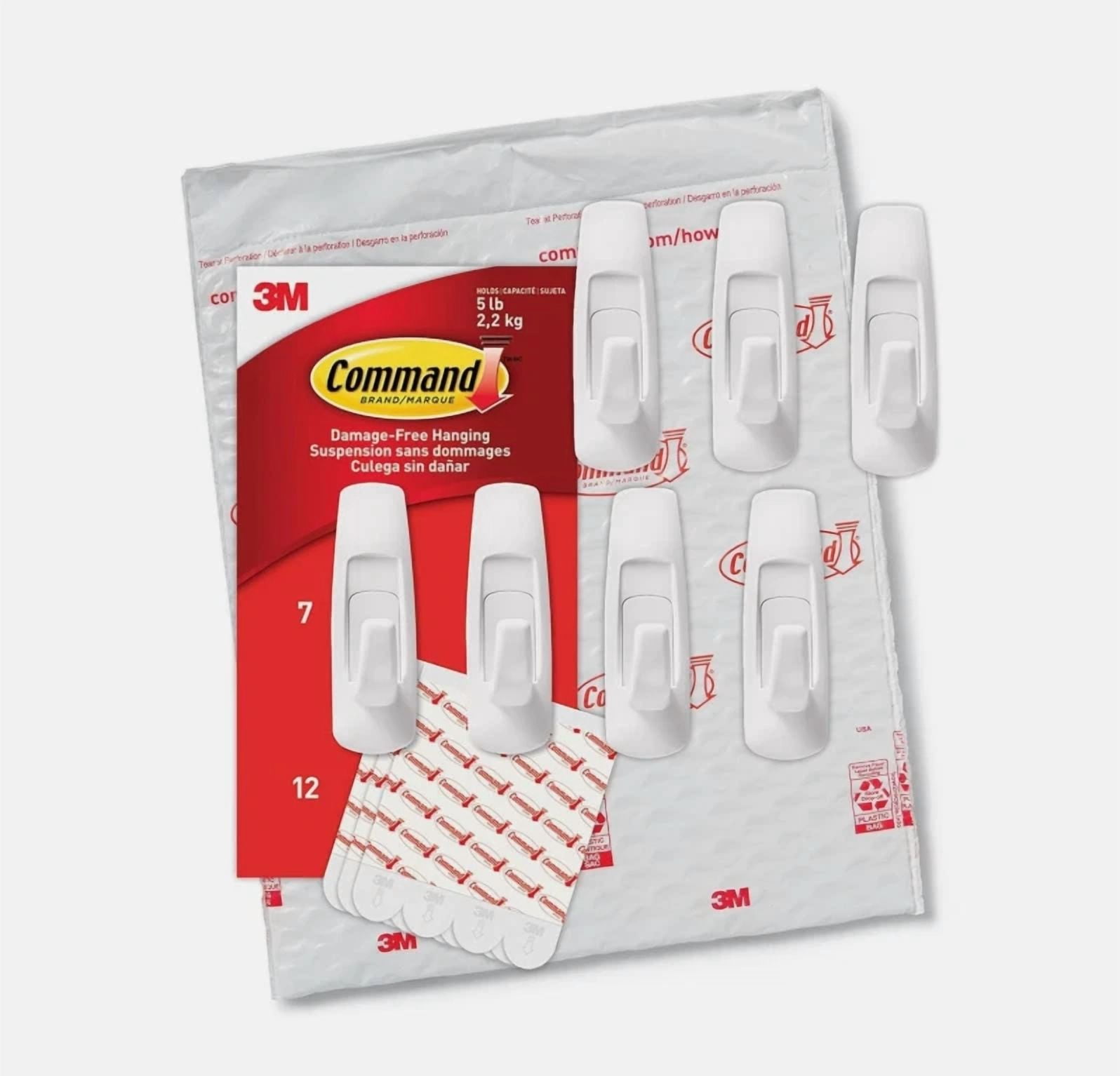 CIRCLE- 3M Command 7 Large Wall Utility Hooks & 12 Strips Holds 5Lb Damage-Free Hangers