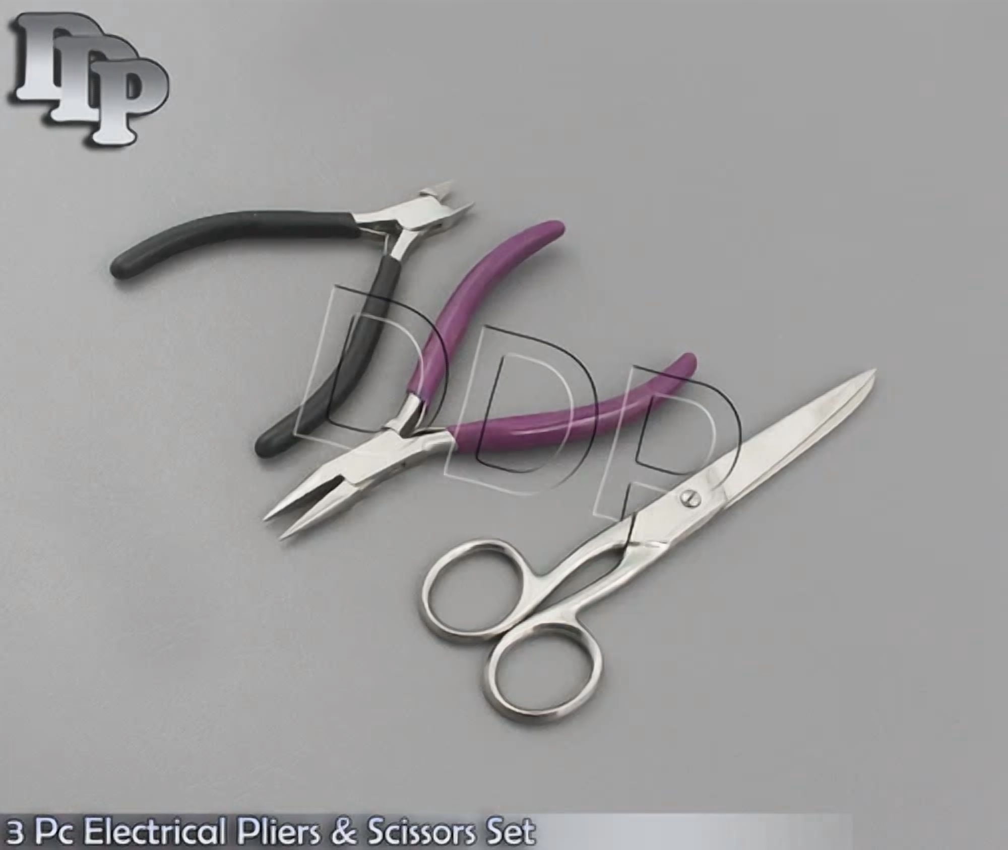 CIRCLE- 3Pc Electrical Pliers & Scissors Set Diagonal Wire Cutters Electrician Tool Kit