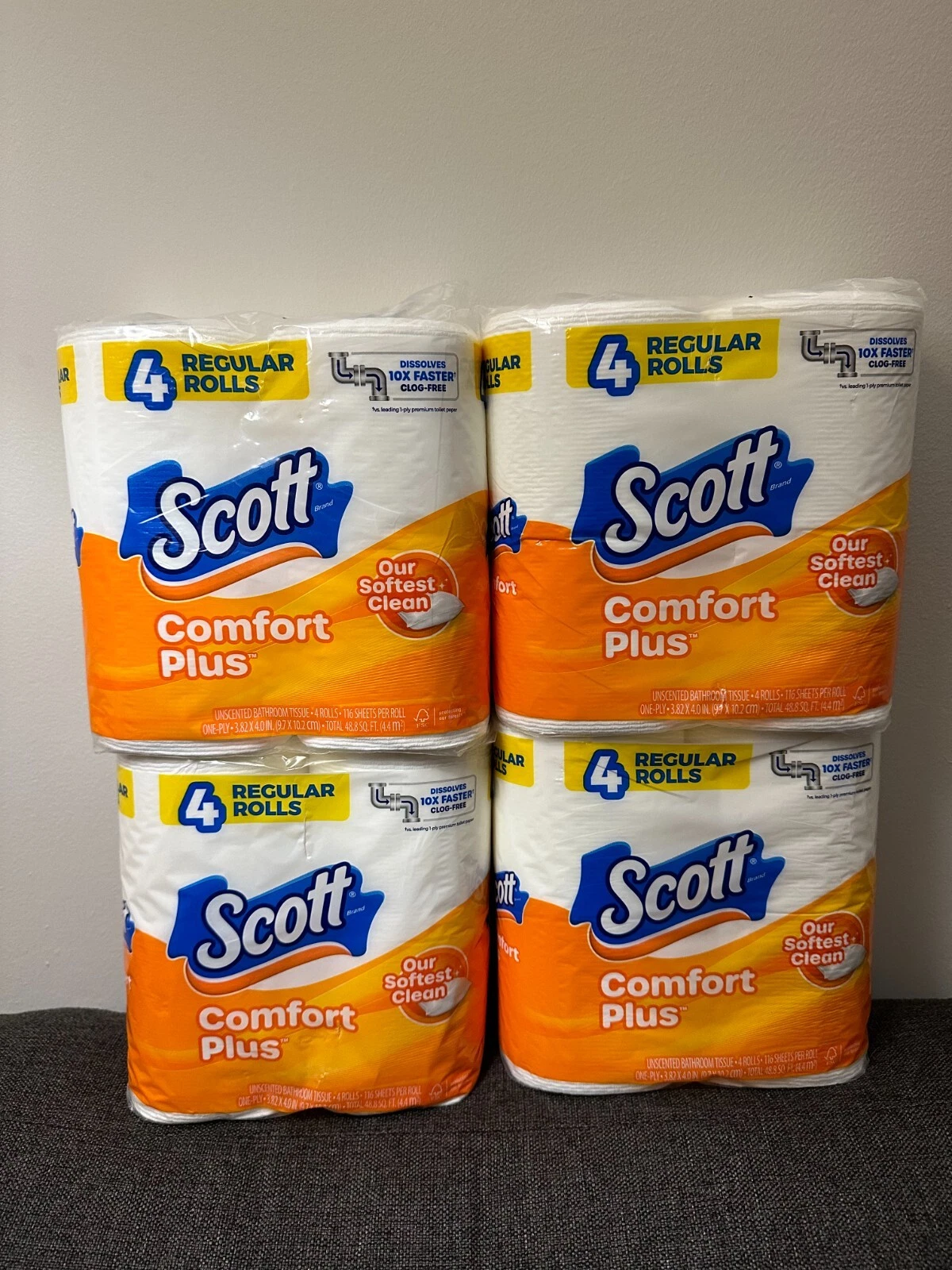 CIRCLE- 4 Pack- ( 4X4) Total 16 Rolls Scott Comfort Plus Toilet Paper Rolls Tissue Paper