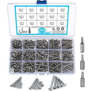 CIRCLE- 400 Pcs M3/M3.5/M4 Wood Screws Torx Head Pan Head Self Tapping Assortment Kit