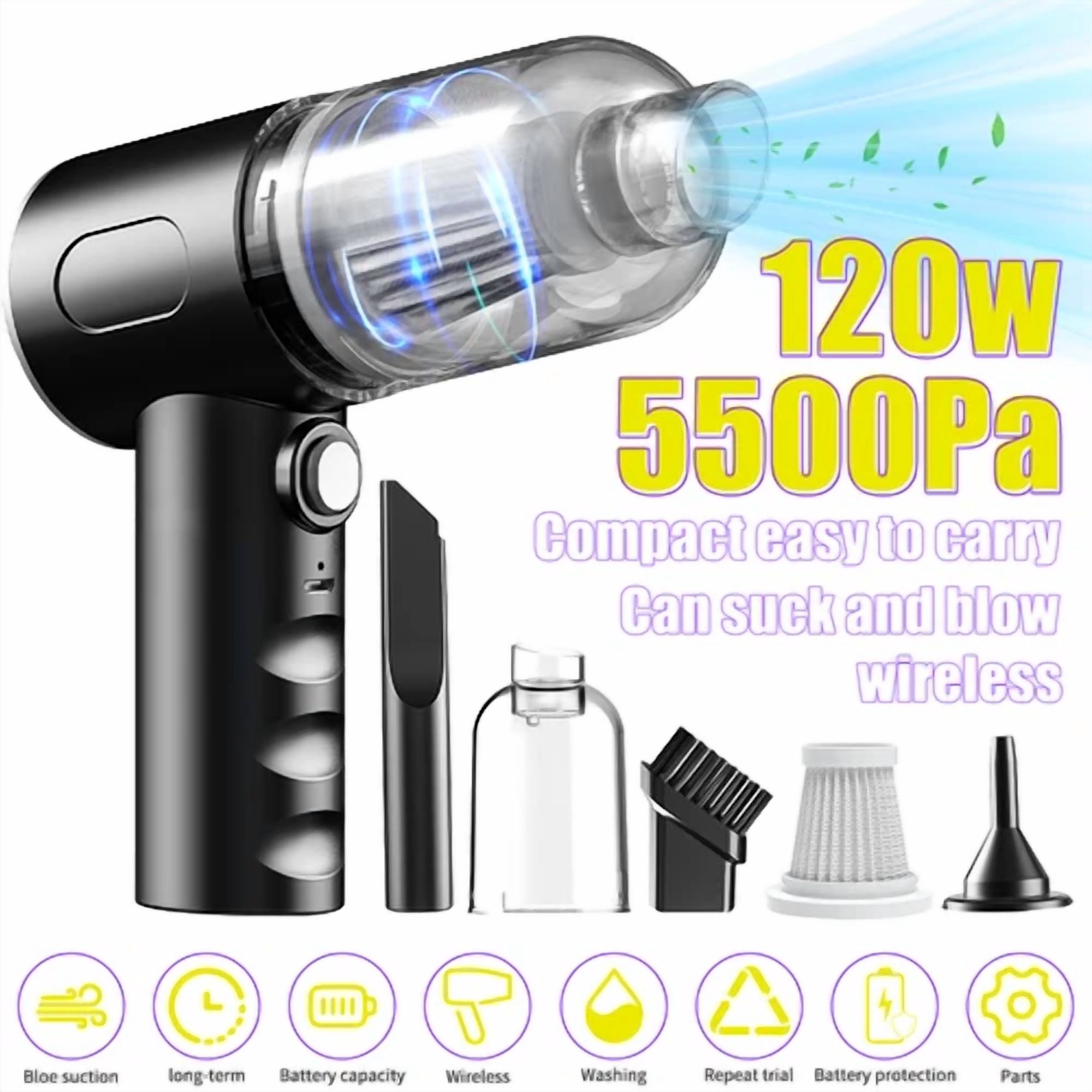 CIRCLE- 45000Rpm Electric Compressed Air Duster Blower Vacuum Cleaner For Home Pc Car
