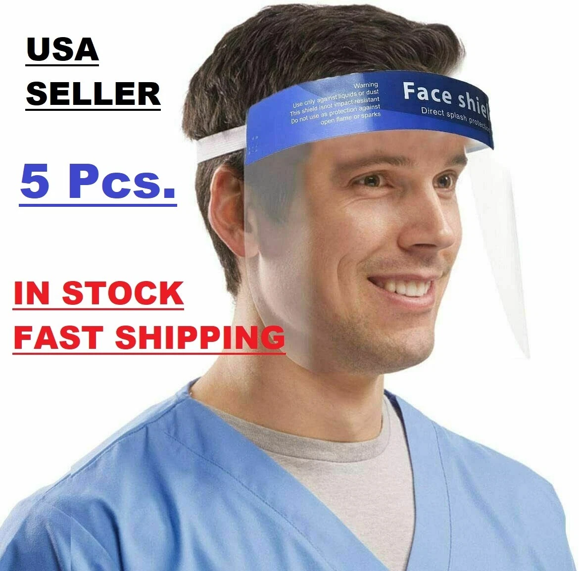CIRCLE- 5 Pcs Reusable Safety Face Shield Full Protection Clear Anti-Fog Visor Guard