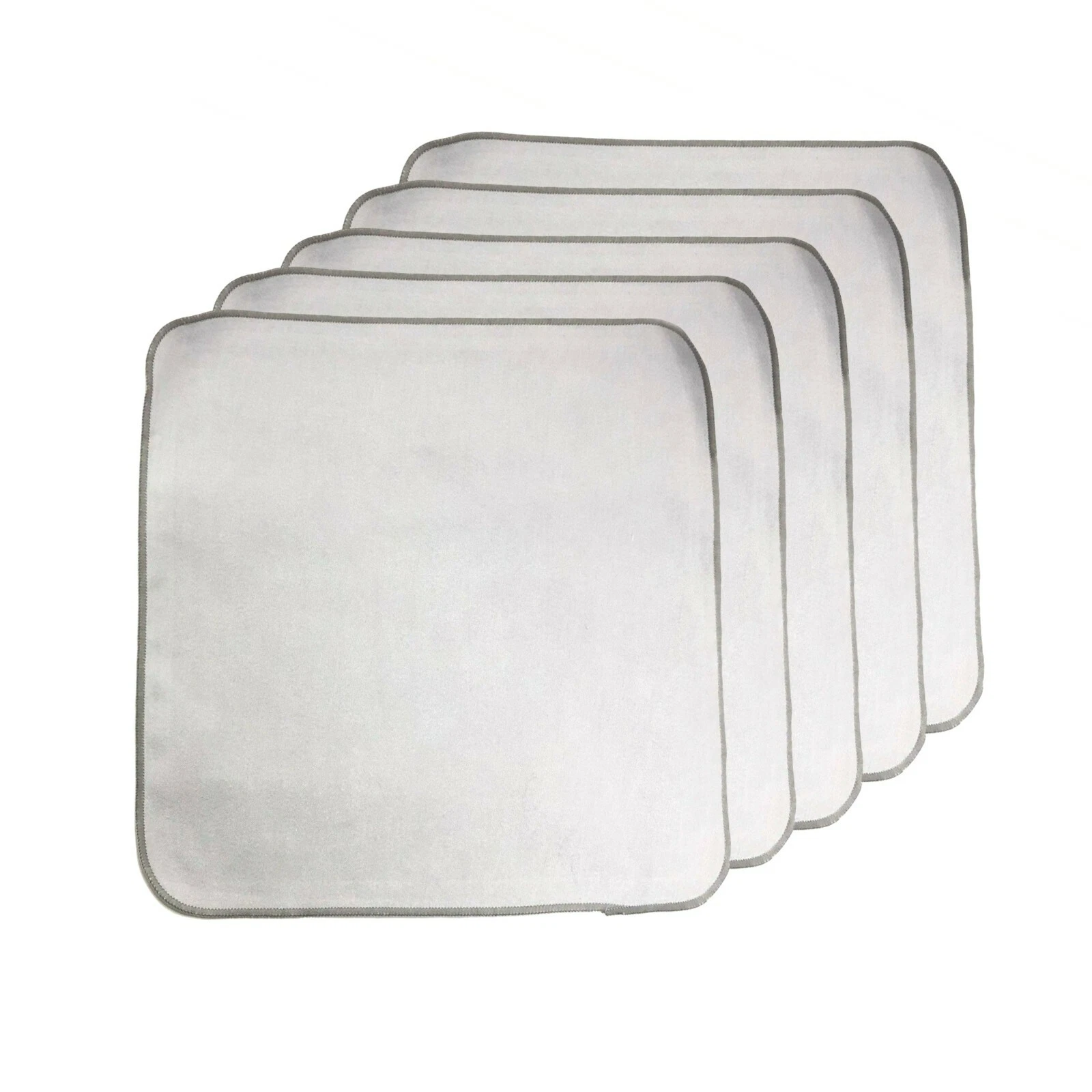 CIRCLE- 5 Pk 10" X 10" Gray Soft Polishing Cloth For Watches Diamonds Jewelry Gemstones