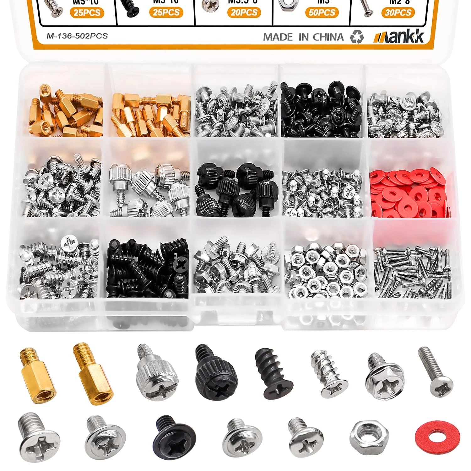 CIRCLE- 502Pcs Computer Screw Assortment Kit Motherboard Standoffs Screws Laptop Scre...