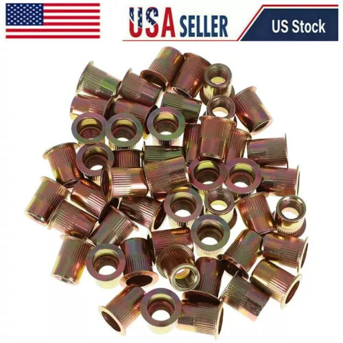 CIRCLE- 50Pcs 3/8-16 Rivet Nut Rivnut Insert Nutsert Carbon Steel Zinc Plated