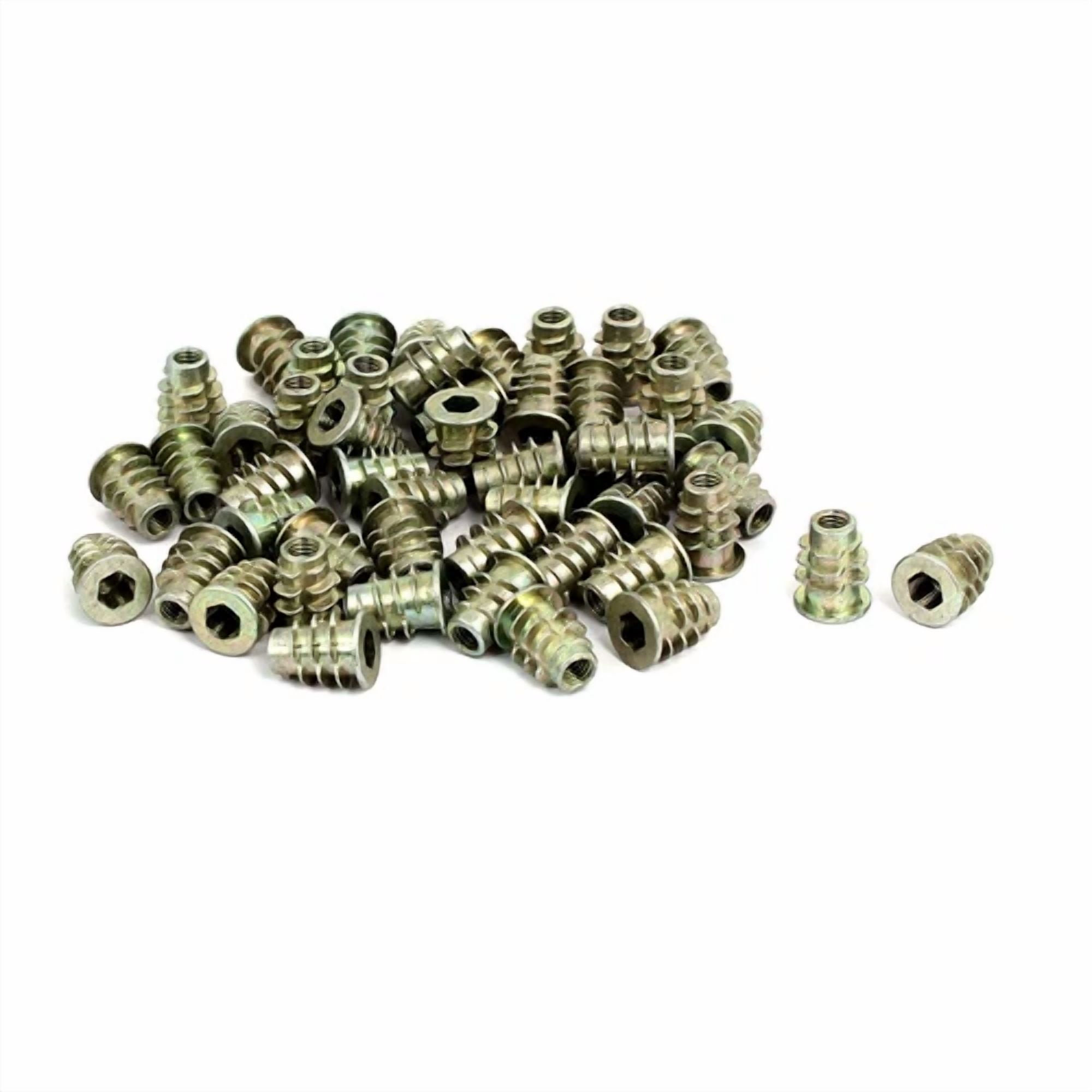 CIRCLE- 50Pcs M5X14Mm Interface Hex Socket Threaded Insert Nuts For Wood Furniture