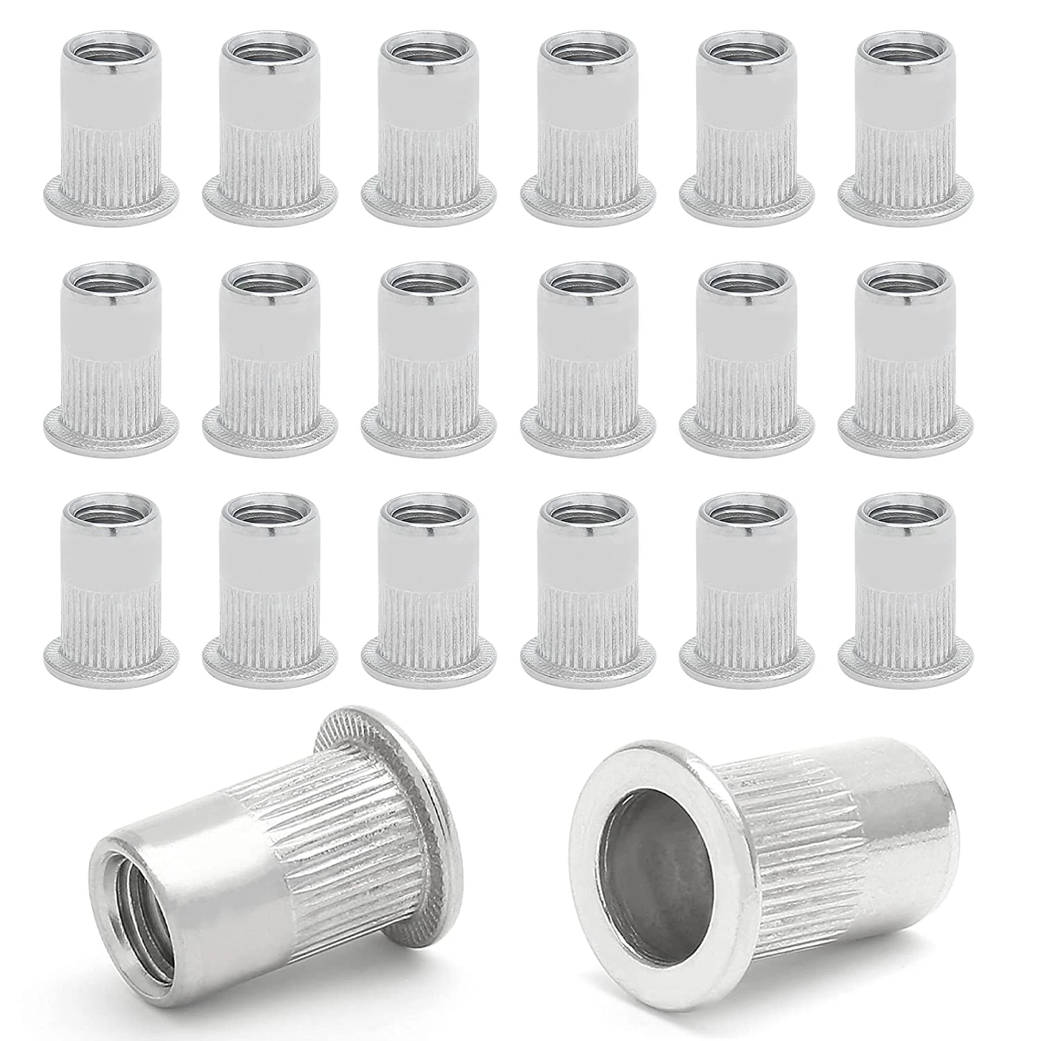 CIRCLE- 50Pcs M6 Stainless Steel Threaded Insert Rivet Nut M6-1.0Mm Rivnuts Flat Hea