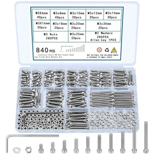 CIRCLE- 540Pcs M3 Screws And Nuts And Washers Set Assortment Hex Socket Head Cap Screws