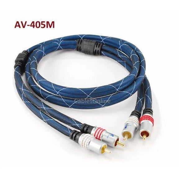 CIRCLE- 5Ft Premium 2-Rca To 2-Rca M/M Audio Cable W/ Blue Mesh Jacket, Manhattan 317542