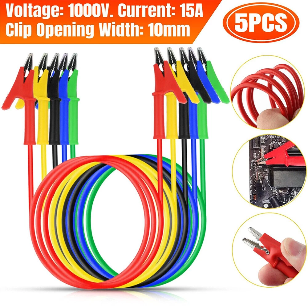 CIRCLE- 5Pcs Alligator Clips Electrical Test Leads Set 30V 15A Jumper Wires Cables Set