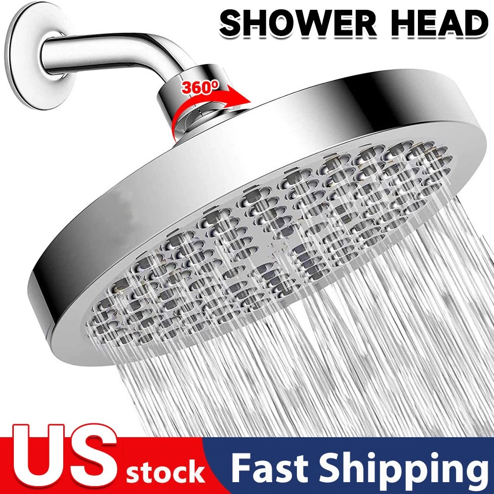 CIRCLE- 6''Luxury Shower Head High Pressure Rain Bathroom Chrome Showerhead Adjustable'