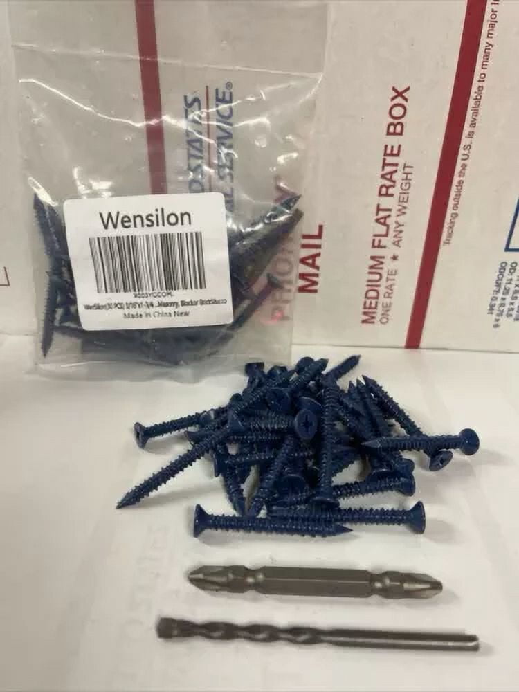 CIRCLE- (60) 3/16"X1-3/4" Concrete/Masonry Screw Anchors (Tapcon) (2)Phillip & Drill Bit
