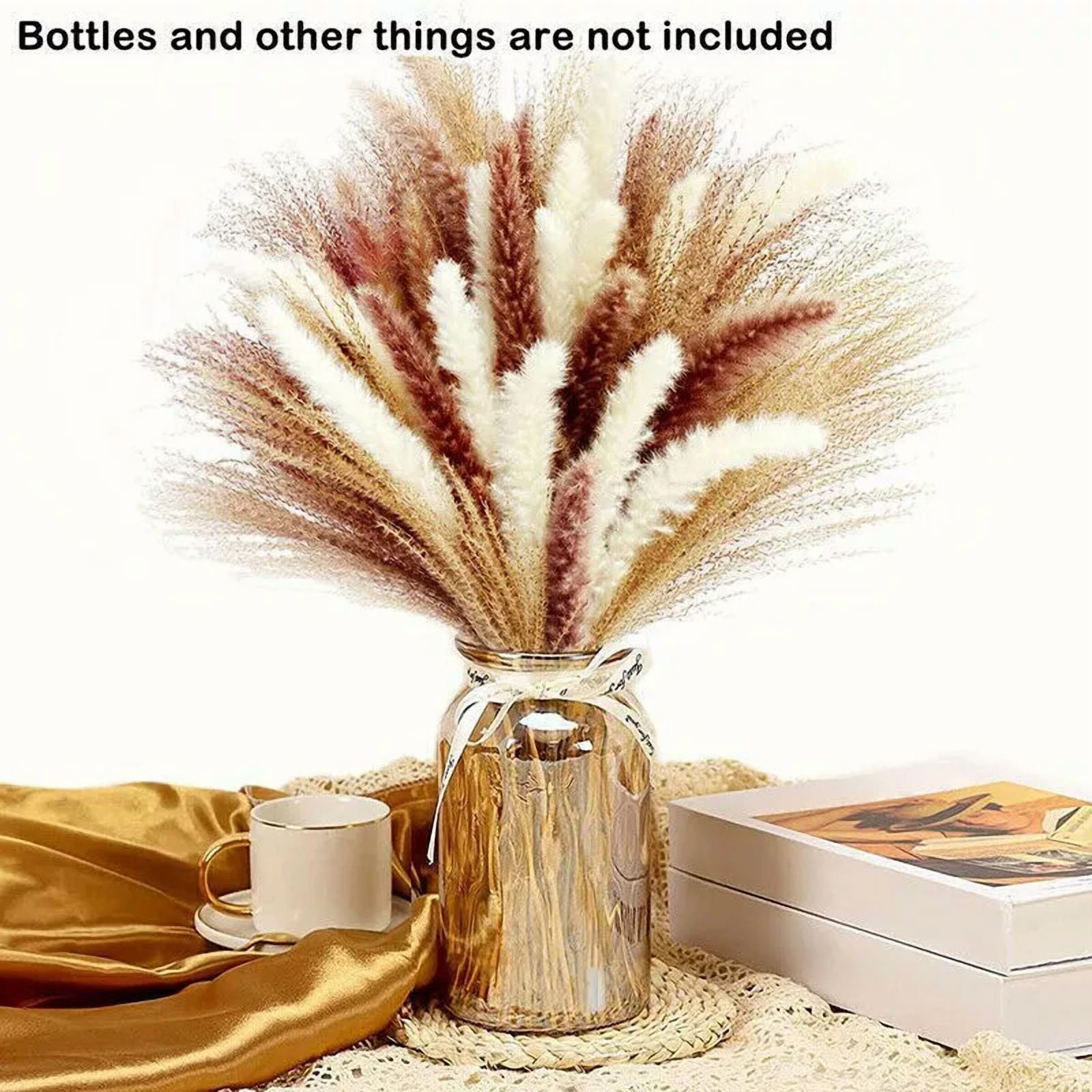 CIRCLE- 60 Pcs Pampas Grass Natural Dried Reed Flower Bunch Home Wedding Decor Bouquets
