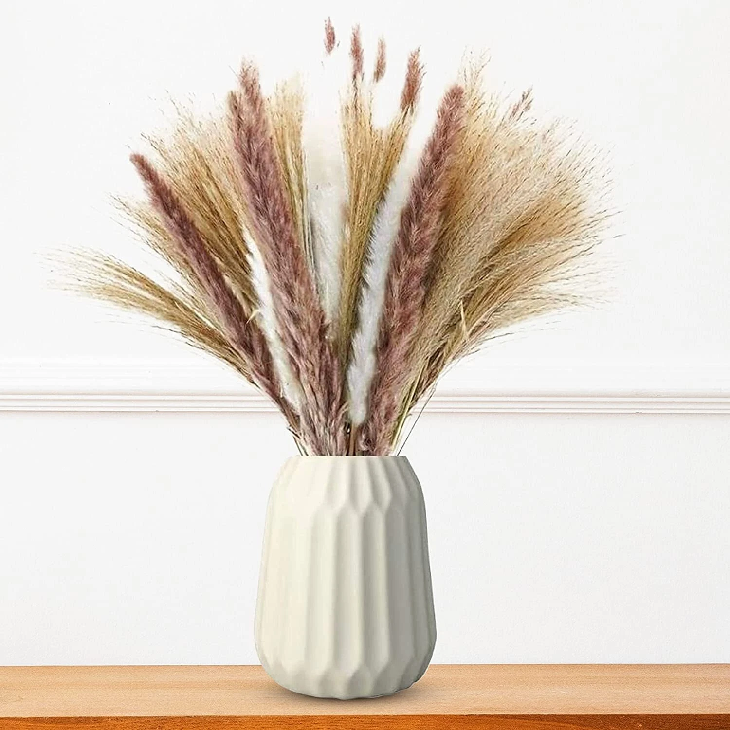 CIRCLE- 60Pcs Natural Dried Pampas Grass Reed Flower Bunch Bouquets Home Wedding Decor