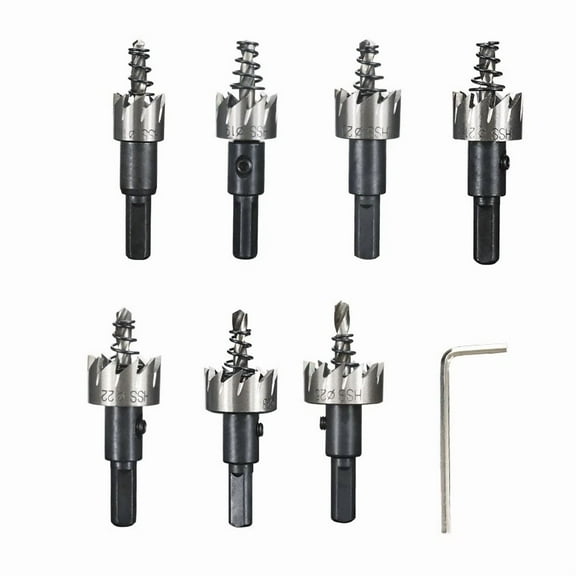 CIRCLE- 7Pcs Hss Metal Hole Saw Kit Carbide Cutter 16Mm-25Mm For Hard Metal Plastic Wood