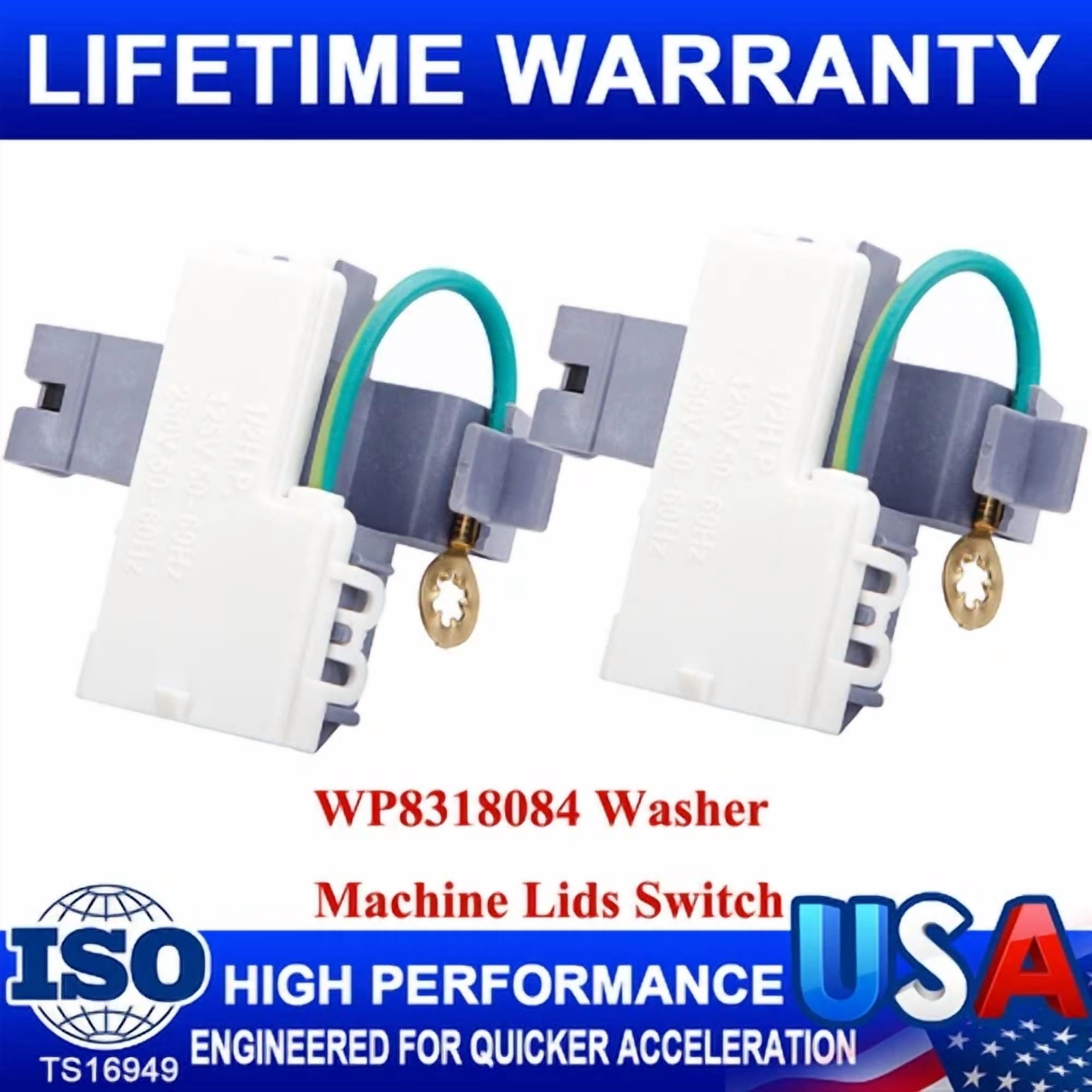 CIRCLE- 8318084 Wp8318084 Washer Machine Lid Switch For Whirlpool, Kenmore, Roper 2Pack